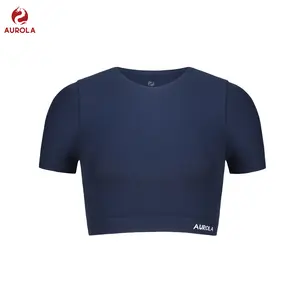 AUROLA Essentials Seamless Short Sleeve Crop Top for Women Workout Active Comfort Athletic Shirts Tee
