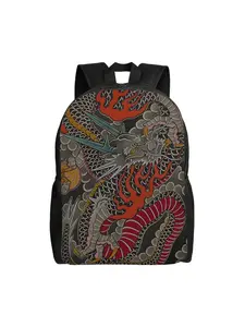 1 pc Book Pack Japanese Irezumi Tattoo Inspired Dragon Large Capacity High School Students Back To School Gift Super Quality Rucksack Office Work Back To School Season