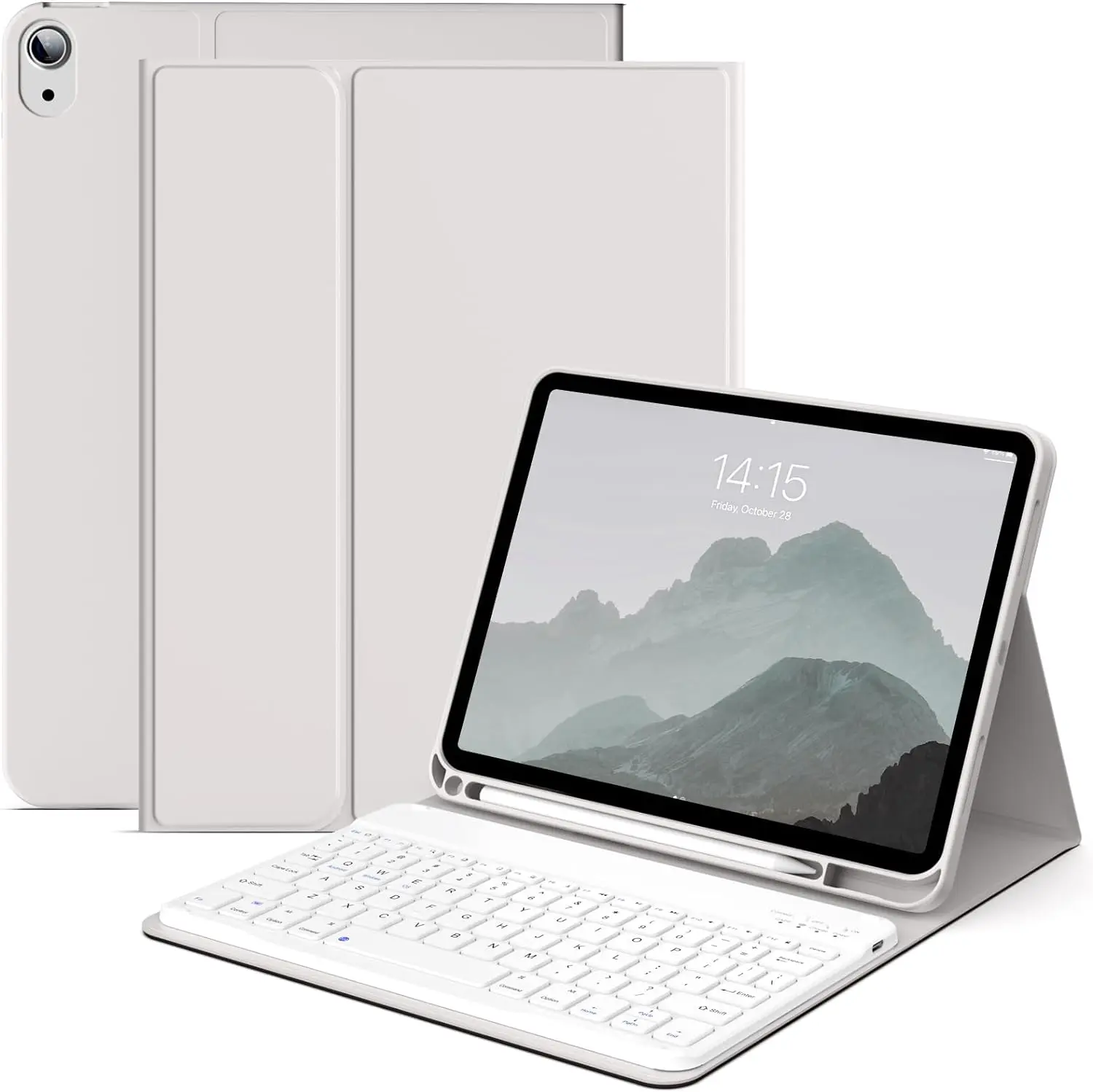 10.9 inch iPad 10th Generation Case 2022 with Keyboard and Pencil Holder, Rechargeable Detachable Wireless Bluetooth Keyboard (Quick Connection), Soft TPU Back Shell, Auto Sleep/Wake, Gray Accessories Tablet