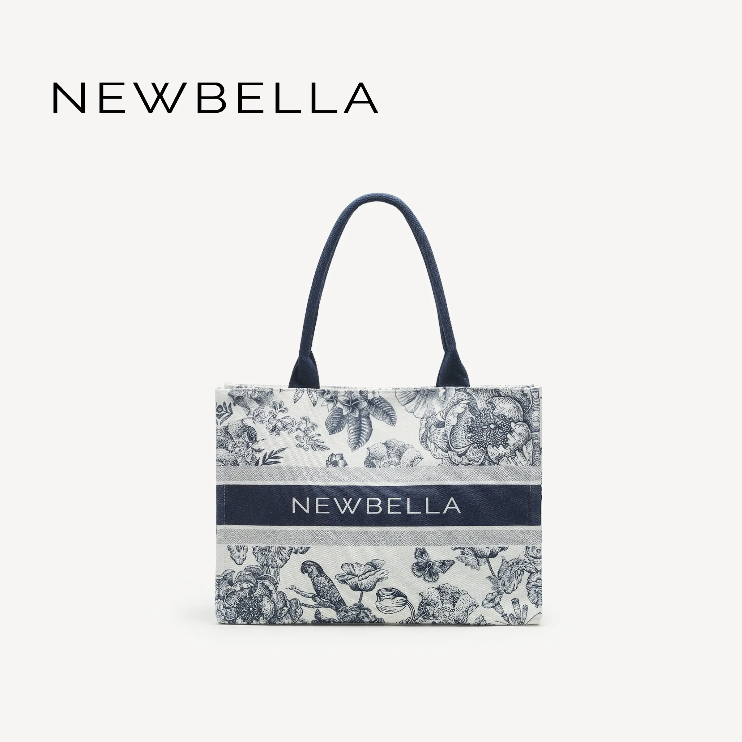 NEWBELLA Lynne Women's Canvas Tote Bag - Floral Print, Magnetic Secure Close, Casual Elegant Everyday Bag for Summer Daily Commute, Casual Commuting Bag, Functional