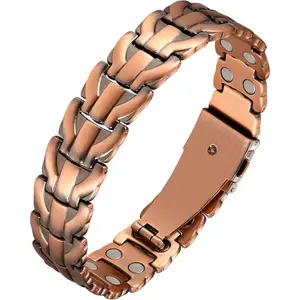Feraco Copper Bracelet for Men,Magnetic Therapy Cooper Bracelets with 46 Magnets, Men's 99.99% Pure Copper, Adjustable Trendy Stack Bangle