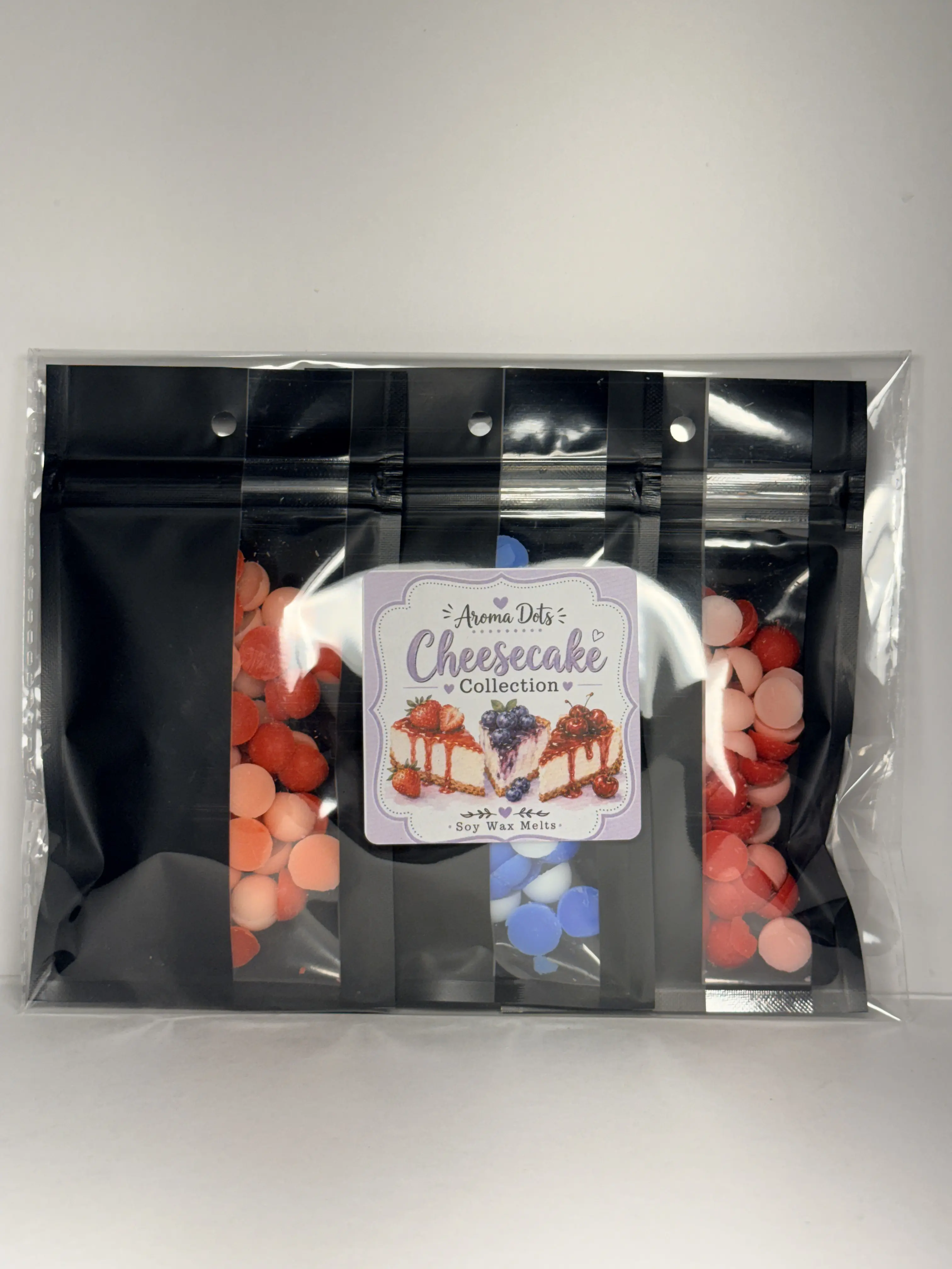 Aroma Dots Cheesecake Set - 3 Highly Scented 1oz Wax Melt Bags | Strawberry, Blueberry & Cherry Cheesecake | Dessert Collection (3oz Total) - Home Fragrances - Air Fresheners - Gels & Blocks