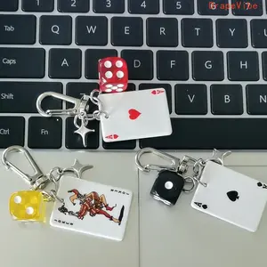 Poker And Dice Pattern Keychain Set Exquisite All Match Pendant Unisex Fashion Accessory For Bag Decoration And Daily Styling