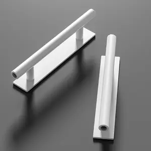 4pcs Modern Self-Adhesive Plastic Door Handles - Sleek Black, Space-Saving Design for Cabinets & Sliding Doors, Easy-Paste Installation, 15.49cm Long, 3.48cm Wide, Powder-Coated Finish, Door Handles for Cabinets