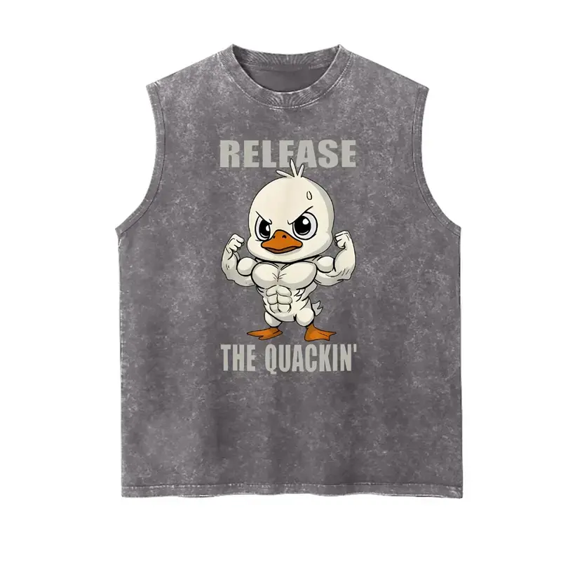 RELEASE THE QUACKIN' Fitness vintage washed tank top, workout , strength training washed tank top, motivational gift, sports washed tank top, fitness washed tank top, men's gift, women's gift cute
