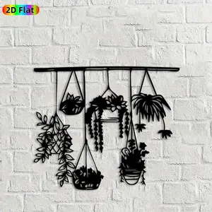 1pc Hanging Plants Metal Wall Art,Hanging Plants Statue Mural, Ideal Gift for Easter, Thanksgiving, Plant Decor Enthusiasts, Rust-Resistant Metal Wall Decor Wall Sculptures,  Charming Home & Outdoor Decor, Hanging Room Decor