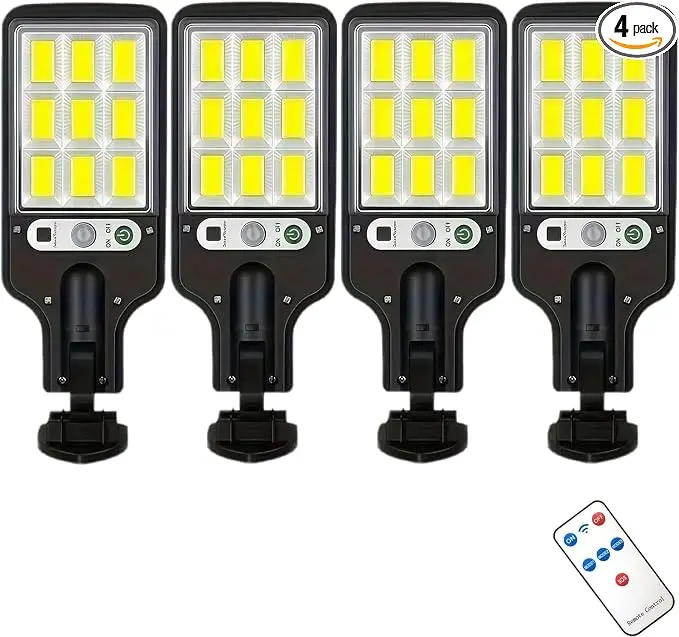 [summervibes] Motion Sensor Solar Outdoor Street Light With Remote Control, Waterproof Wire-Free LED Flood Light for Yard, Garden, Stairs, Pathways, Solar Outside Lights