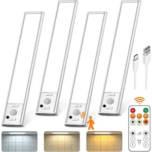9" Under Cabinet Lighting Wireless, Motion Sensor Light Indoor with Remote, LED Rechargeable Closet Light, 3 Color Temps, Dimmable, Magnetic, Under Counter Lights for Kitchen, Stairs, Pantry