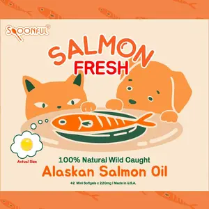 Spoonful Salmon Fresh - 100% Natural Wild-Caught Alaskan Salmon Oil – 220 mg Mini Softgel, 126 Mini Softgels | DHA, EPA & Natural Astaxanthin, Non-GMO, Sustainable, Made in USA