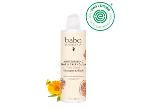 Babo Botanicals Moisturizing Oat & Calendula Shampoo & Wash – Made with Plant-Based Ingredients – Moisturizes Hair & Soothes Dry Skin – Dermatologist Tested – 8 fl oz (237 ml)