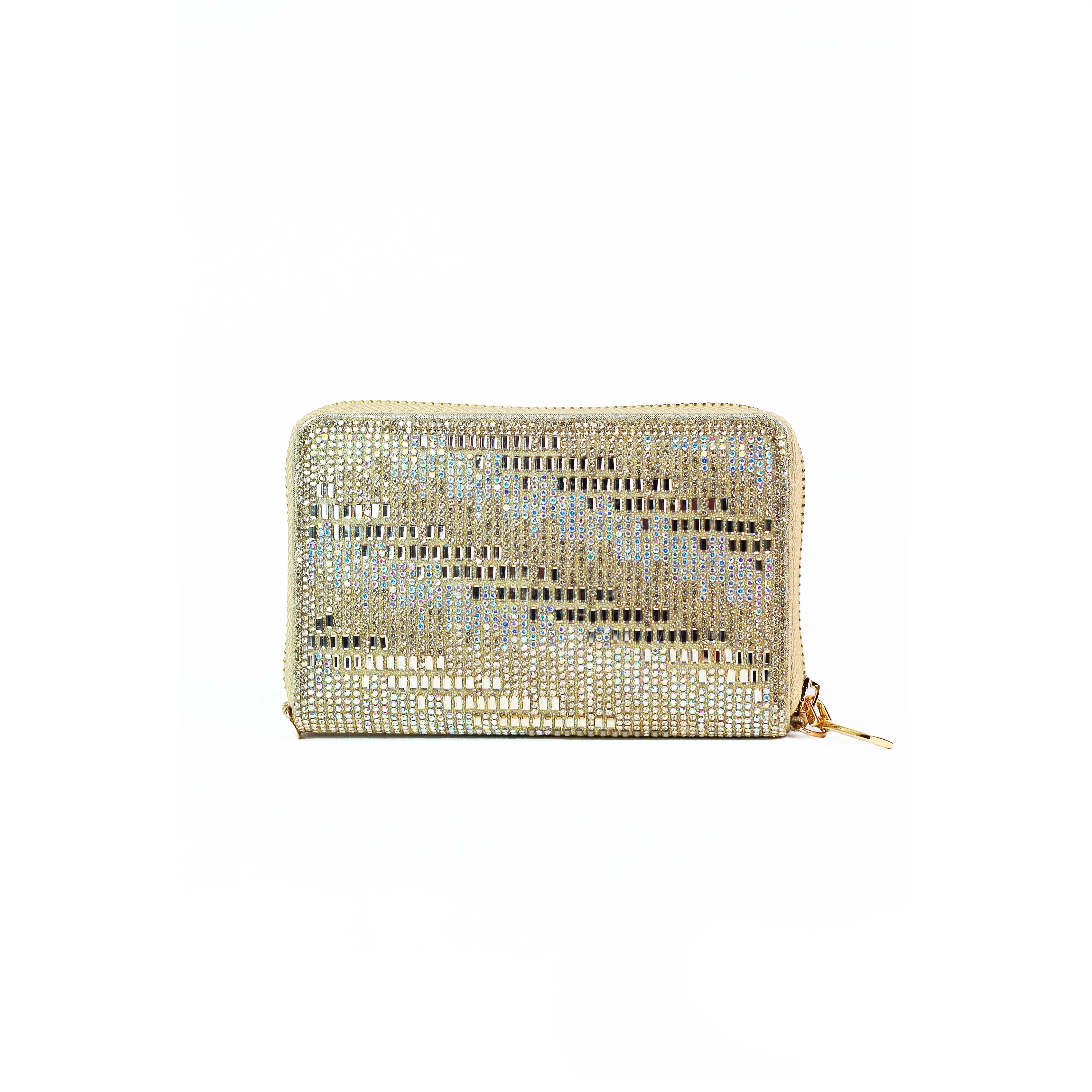Baguette & Rhinestone Zip Around Wallet