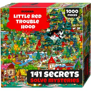QUOKKA 1000 Piece Puzzle for Adults Red Riding Hood - Fantasy Adult Puzzles with Secret Tasks & Audio Story for Deep Relaxation for Challenge Puzzle Lovers
