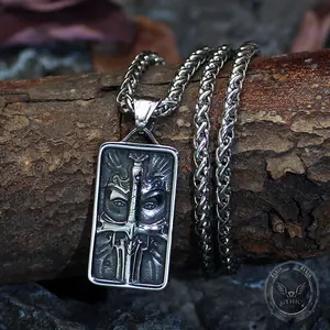 GTHIC Viking Celtic Warrior Sword Nordic Stainless Steel Pendant for Men Women Birthday Gift Charms Jewelry Accessories