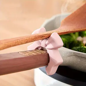 Cute Bow Silicone Spatula Holder, Space-Saving Kitchen Organizer, Heat Resistant, Scratch-Resistant, Compatible with All Stoves, Tableware, Kitchenware, Cutlery