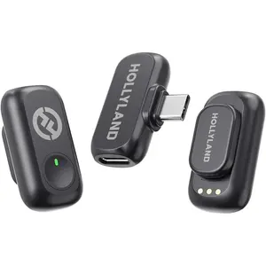 Hollyland Lark A1 Wireless Microphone for iPhone & Android, 48kHz/24-bit Studio Audio, 3-Level Noise Cancellation, 200m Range, Magnetic Mini Mic for Video Recording & Live Streaming (2TX + USB-C RX)