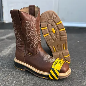 5959 Bull Fight Ocre Steel Toe Mens work boots pull on square toe safety toe