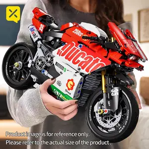 1:10 Static Version Venom Ducati Building Blocks Motorcycle Racing Model Set 883 Pieces High-Quality Assembly Kit STEM Mechanical Toy Collectible Home Decoration Gift for Enthusiasts Adults - Enjoyment