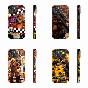 Halloween horror game F-Five N-Nights at F-Freddy’s Mobile Phone Case for iPhone 16 Pro Max, PBT+TPU Rugged Double-Layer Mobile Case, Compatible with iPhone 16/15/14/13/12/11 Pro Max/Plus