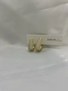 ARGOLLAS Gold-Tone Pave Diamond Hoop Earrings for Women Fashion Jewelry Gift