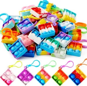 Square Pop Fidget Keychain 30 Pack Bulk Party Favors Sensory Toys for Adults High-Quality Silicone Stress Relief Toys with Pop Sound Birthday Gift