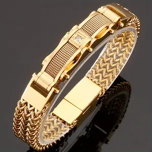 Creative new product gold Silver steel stainless steel men's diamond inlaid bracelet Luxury Fashion Jewelry