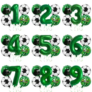 Soccer Balloons Birthday Decorations, Soccer Birthday Party Balloons World Cup Soccer Sports Theme Party Decorations Supplies Favors 1st Anniversary Decor Foil Mylar Green 1-9 Balloon