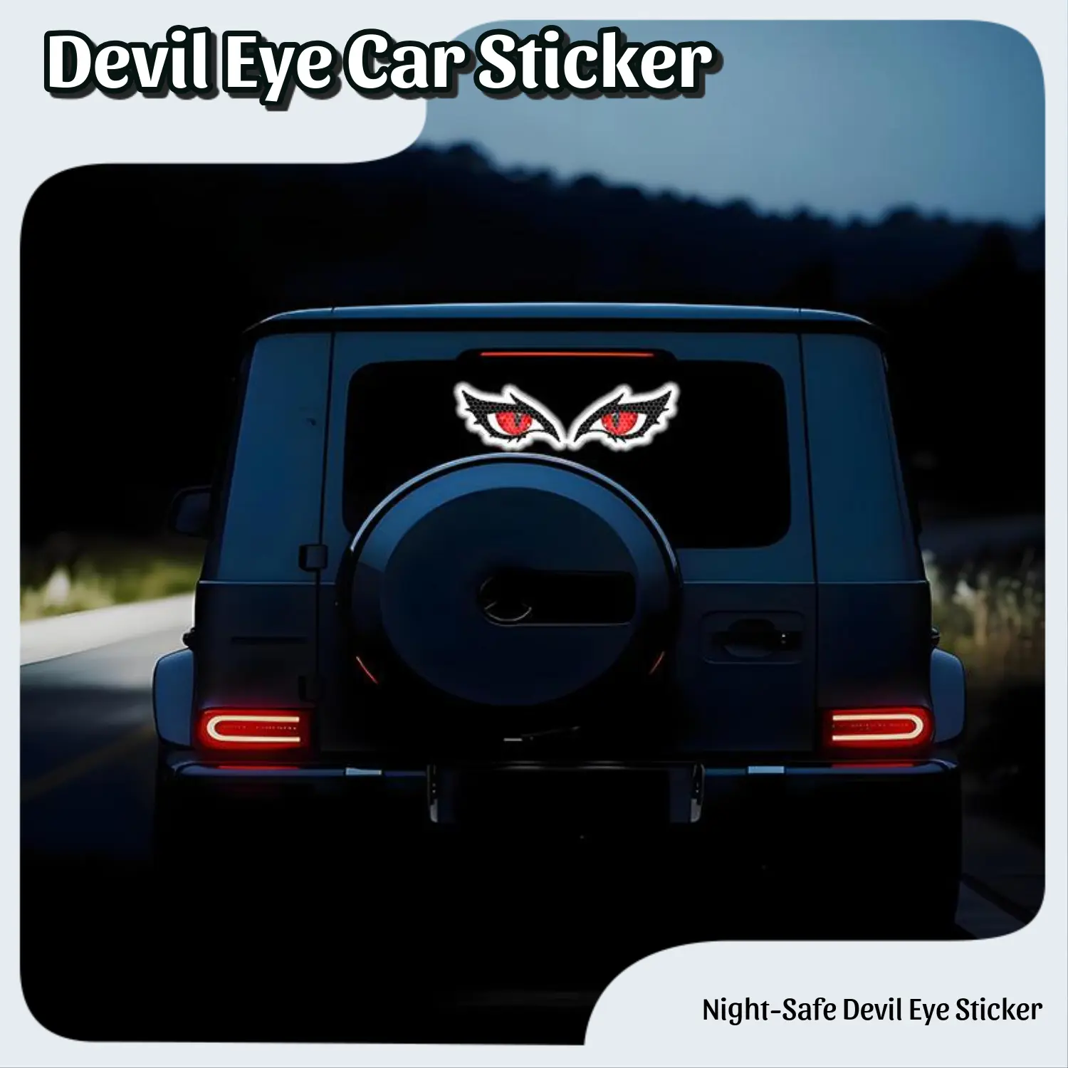 Unique Devil Eye Design Diamond-Grade Reflective Self-Adhesive Universal Car Window Sticker - Rear Windshield Film, Night Visible Driving Safety Warning Decal, Auto Exterior Accessory for Cross-Border Travel, Decals for Vehicles, Auto Accessories