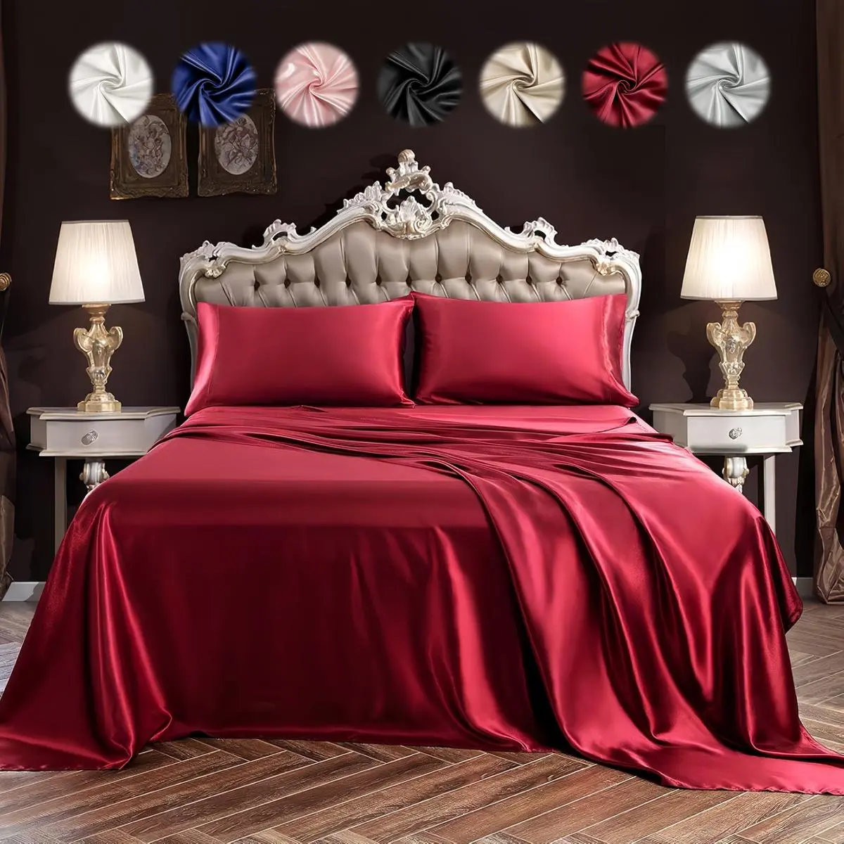Solid Color Satin Bedding Set, 3/4 Counts Including 1 Flat Sheet, 1 Fitted Sheet, and 1/2 Pillowcase without Filler, Soft Mattress Protector, Bedding Supplies, Silky Fitted Sheet, Bed Linens, Bed Sheets