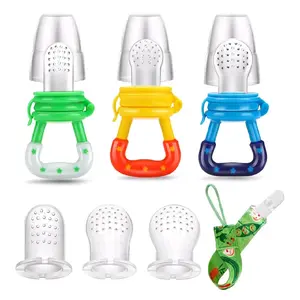 Baby Fresh Fruit Food Feeder Pacifier 10 Pack Training Massaging Toy Teether Food Grade Soft Safe BPA-Free Silicone Pouches for Babies Toddlers Infants Kids