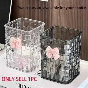 Wind Bowknot Transparent Acrylic Makeup Brush Holder, Luxury Vanity Desktop Organizer Box, Home Goods Storage Solution