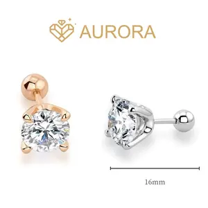 【#28 screwback ear stud】Moissanite solitaire Earrings High Quality with Daily Gift Auspicious Engagement Wedding Woman Men Synthetic Moissanite