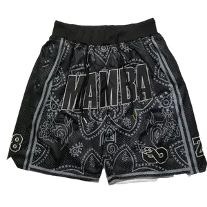 Men's 90s Vintage Basketball shorts MAMBA 8-24 flower Sewing embroidery Four pockets mesh ventilation loose sweatpants Old School Hoops Shorts Training competition Fan equipment outdoor sports Cheap High Quality