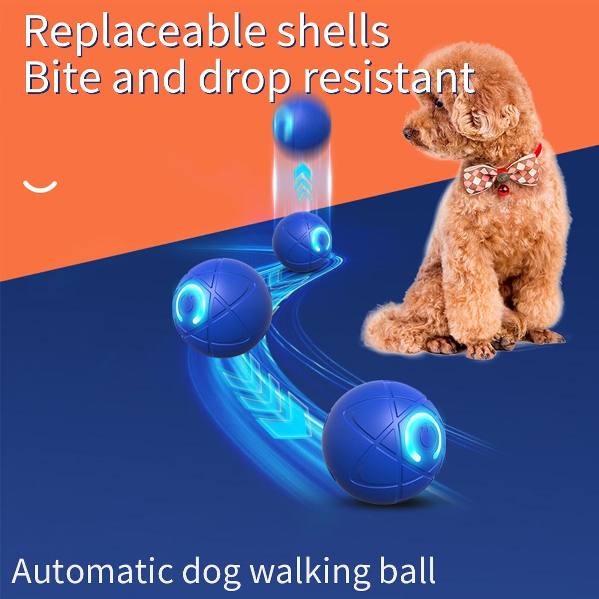 Interactive Automatic Rolling Dog Ball with LED Lights, Motion Activated Shaking Vibrating Dog Toy, Durable TPR Chew Ball, USB Rechargeable Interactive Pet Toy for Dogs