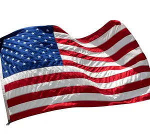 HomeRoots 480873 Red White & Blue Embroidered Nylon American Flags - Set of 4