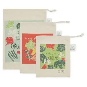 Design Imports Set of 3 "Organic Greens" Market Produce Bags