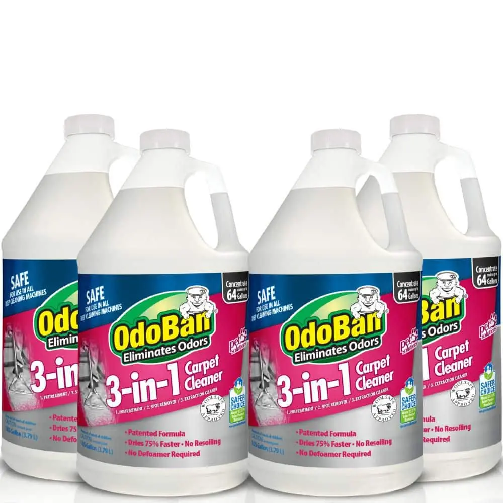 Eco-Friendly 4-Pack 3-in-1 Concentrated Household Carpet Cleaning Solution (128oz/Above 2000ml) - Alcohol-Free, Chemical-Free, Fast-Drying for Wool Carpets, All Cleaning Machines