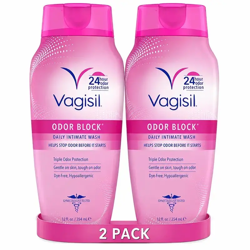 Vagisil Feminine Wash for Intimate Area Hygiene, Odor Block, Gynecologist Tested, Hypoallergenic, 12 oz, (Pack of 2)
