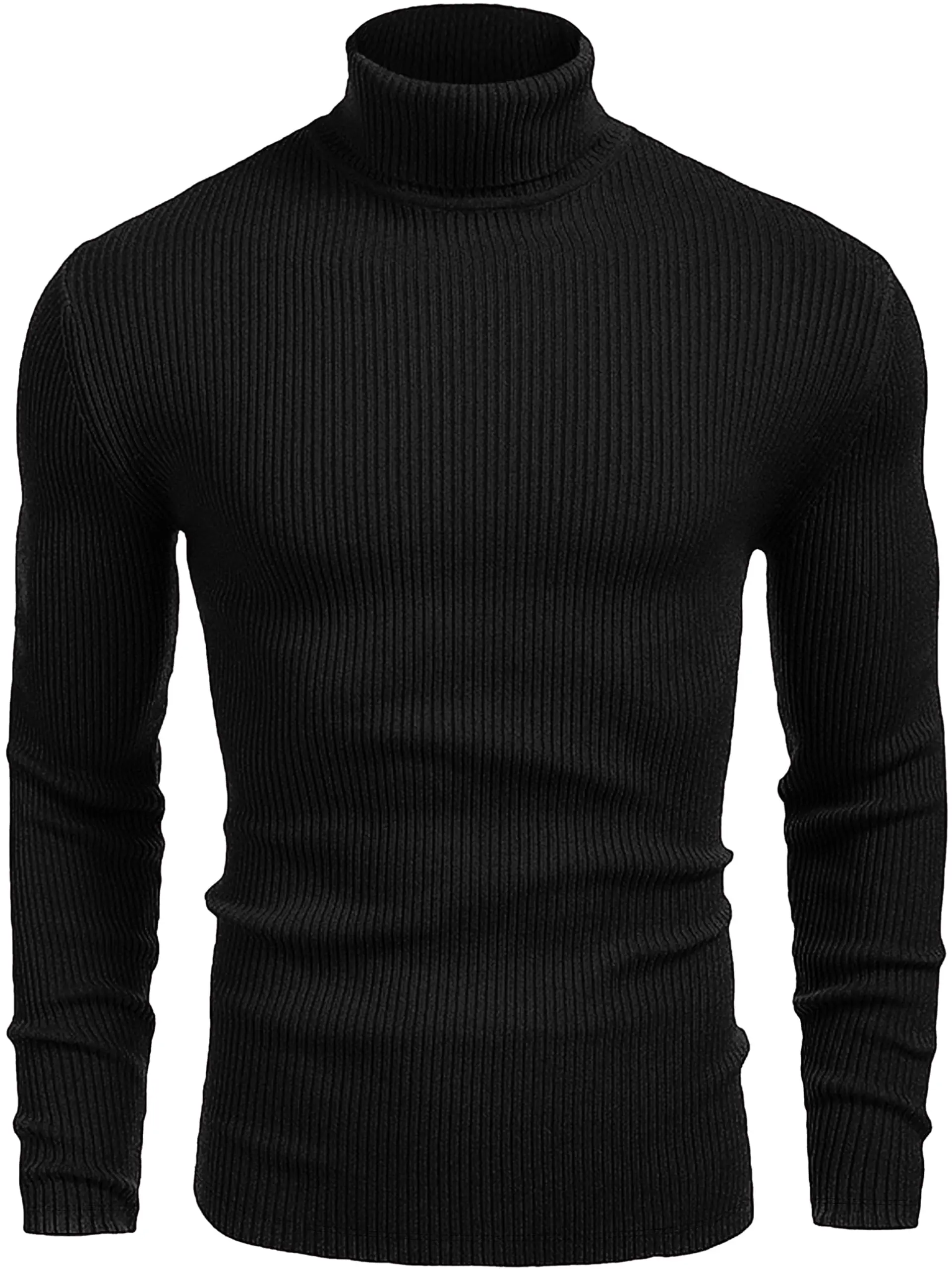 Men’s Turtleneck Long Sleeve Knitted Sweater Ultra-Soft Cotton Slim Fit Ribbed Pullover Lightweight Winter Sweatshirt