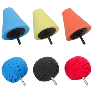 6Pcs Car Wheel Hub Polishing Cone Sponge Kit - Car Wheel Hub Drill Buffing Sponge Pads,Foam Sponge Polishing Balls Wheel Polishing Kit for Drills,Car Detailing Accessories