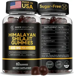 Shilajit Gummies for Men & Women - 600mg, Non-GMO, Gluten-Free, Sugar-Free Himalayan Shilajit Gummies, Boost Energy, Immunity & Stamina Boost - 60 Count