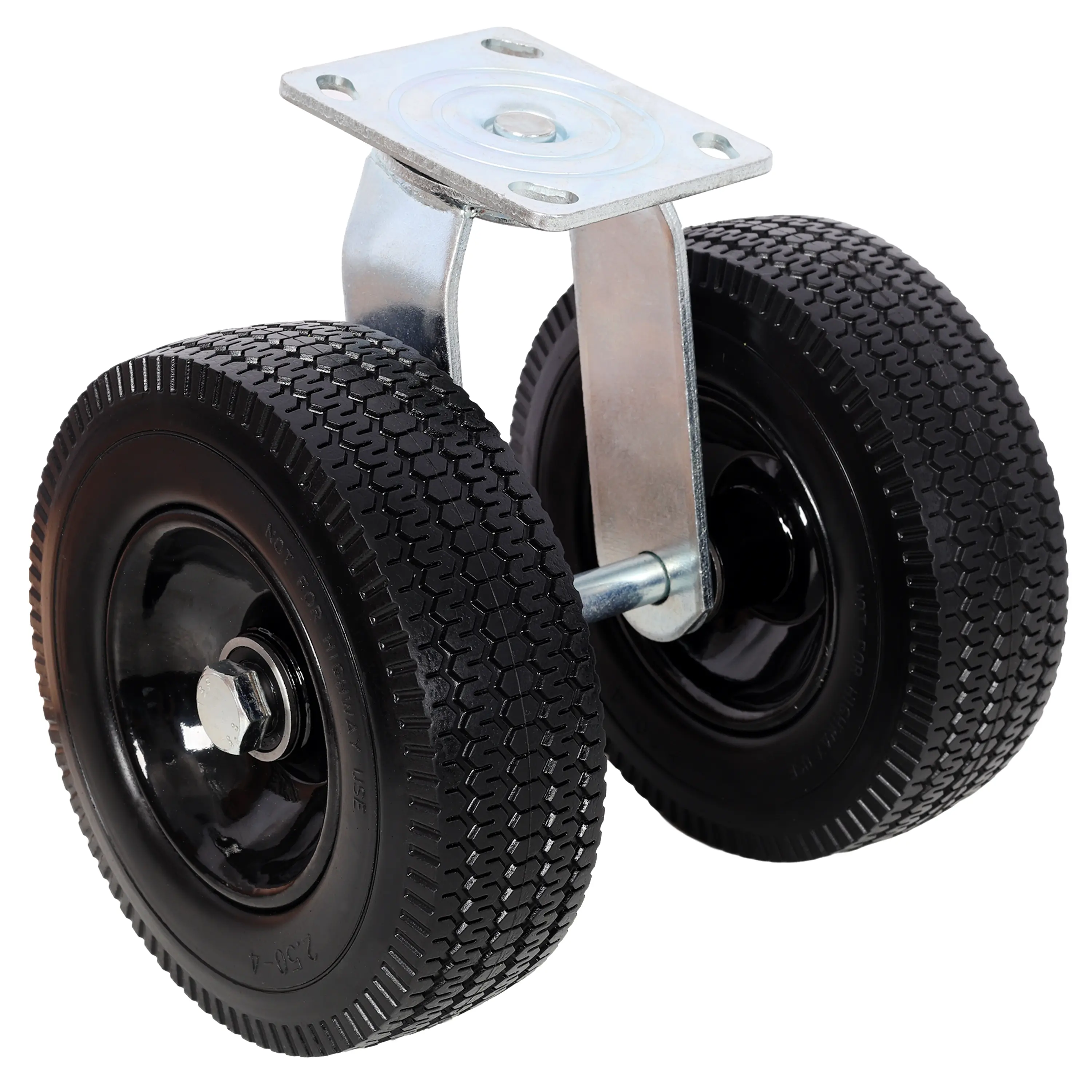 DONEXT Furniture Hardware Casters, 8 in Dual Flat-Free Swivel Wheels with Slotted Plate, Polyurethane Build, 660 lbs Cap., 10 in Mounting Height, Floor-Protecting Black Hardware, Heavy Load Capacity