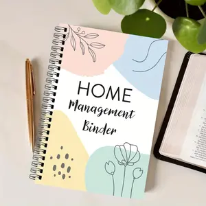 Floral Spiral Cover Management Notebook, Home Office Personal Organizer, Family Management Handbook, Planner Notebook, 1 Count, Ideal for Organizing Ideas & Tasks