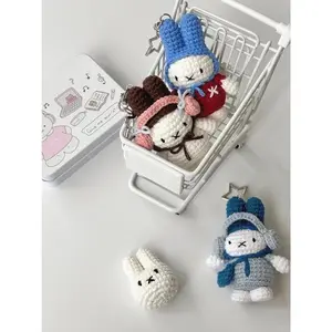 Crochet Bunny Handmade Crochet Lifestyle Keychain Bag With Charm, Keychain crochet, Easter day, Gift For Her, Handmade crochet Keychain