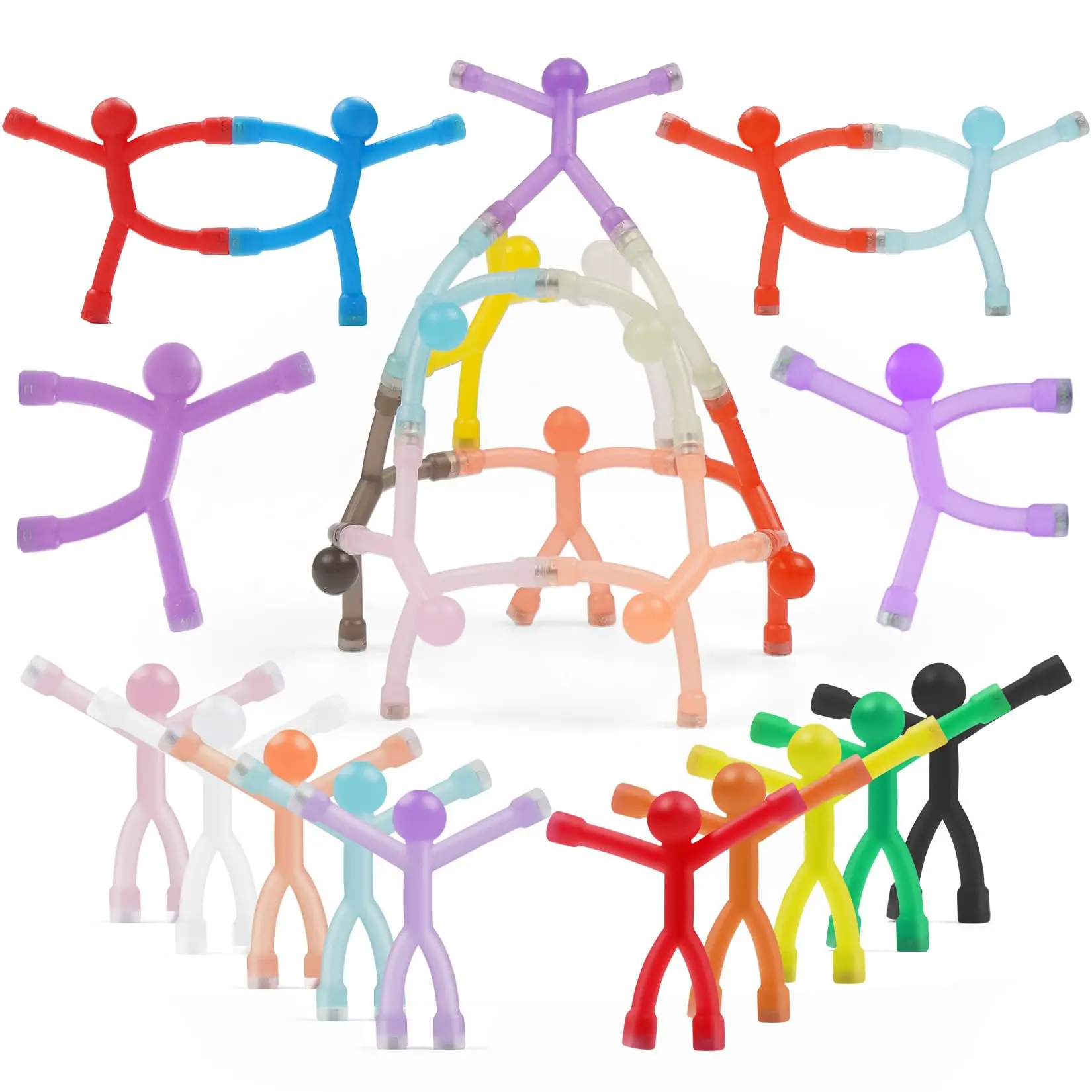 Unisex 20-Piece Bendable Human-Form Magnetic Figures Set - Decorative Multifunctional Magnet for Refrigerator, Desk, Locker, Whiteboard, Work Use for Adult, Plastic Home Decor Accessories, Refrigerator Magnets Set