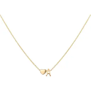 Initial Heart Necklace 18K Gold Plated Stainless Steel Tiny Heart Letter Necklace Personalized Monogram Name Necklace for Women-USA
