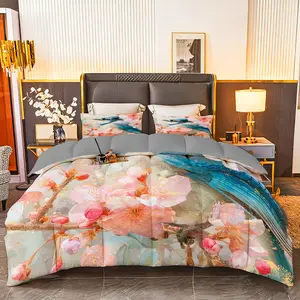 3pcs (1 comforter + 2 pillowcases) Microfiber Bedding Set, All-Season Soft & Fluffy, Hypoallergenic, Wrinkle & Fade Resistant, Easy-Care, Queen/King/Full/Twin Size, Bird & Floral Print, Decorative & Cozy for Bedroom, Guest Room, Home & Dorm