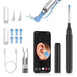 Ear Wax Removal Tool with Camera, 1 Set Ear Cleaner with Light & Tweezers & 6 Counts Ear Scoops for Daily Life, Ear Wax Camera Remover