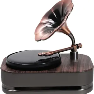 Vintage Gramophone Car Air Freshener - Solar-Powered Rotating Aroma Diffuser with Automatic Rotation, No Alcohol/Chemicals, Elegant Retro Design for Vehicle Interior - Compatible with Cars, Trucks, SUVs - Decorative Car Accessory, Car Air F