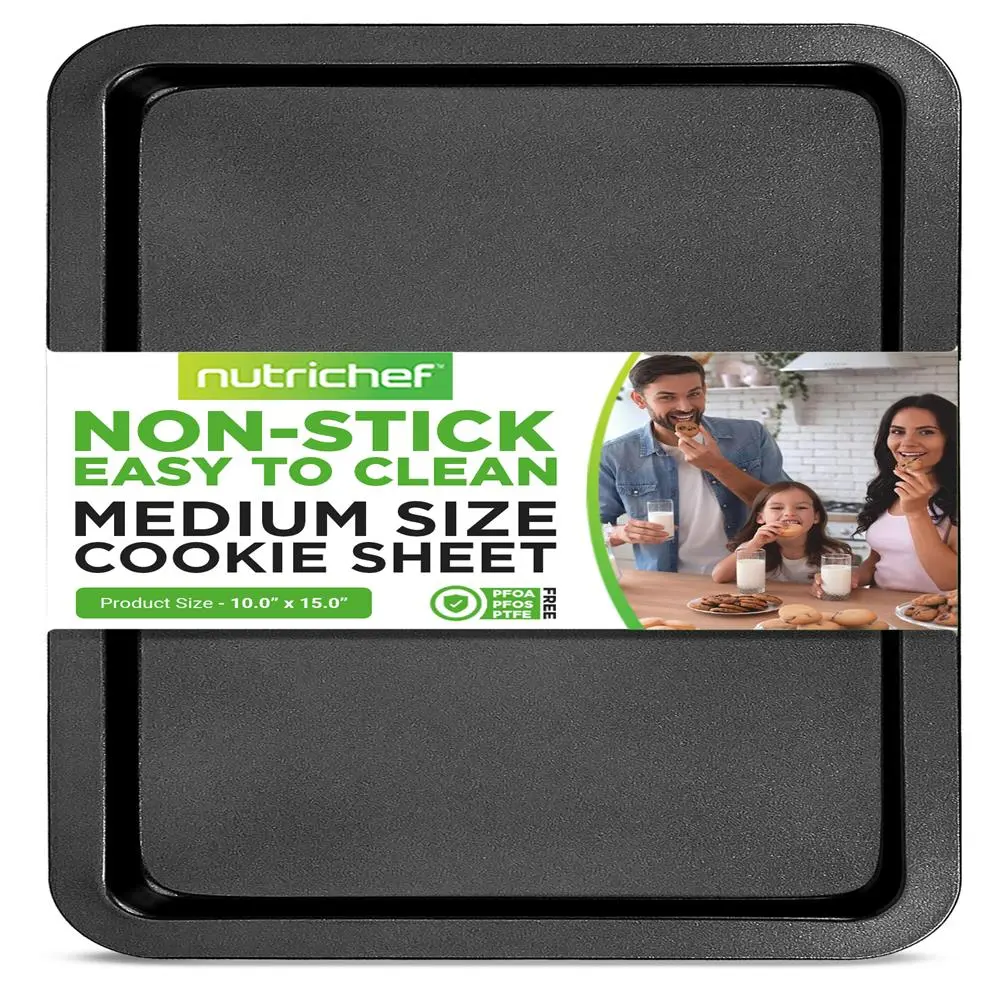 Medium Cookie Sheet | Carbon Steel Baking Tray with Silicone Coating  - Heat Resistant 446°F, Oven Safe & Stackable Bakeware Pan - Ideal for Home Baking