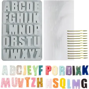 26 Large Letters Silicone Alphabet Mold for Crayon Chocolate Biscuit Ice Cube with 12 Present Packages for DIY Name Letter Ideal for Students Graduation Party
